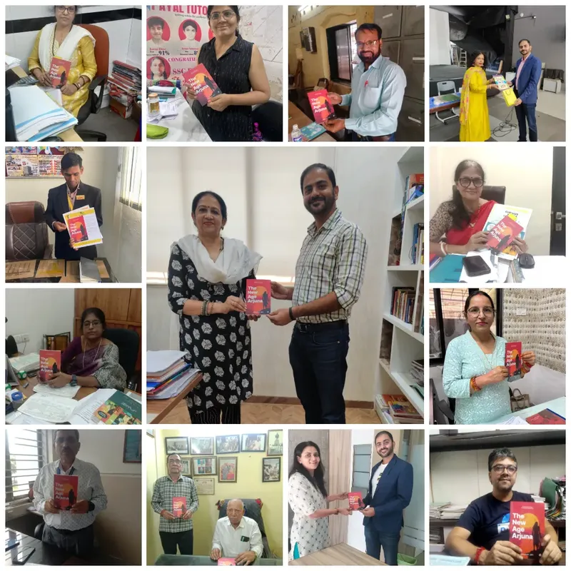 Principals and teachers receiving the book.