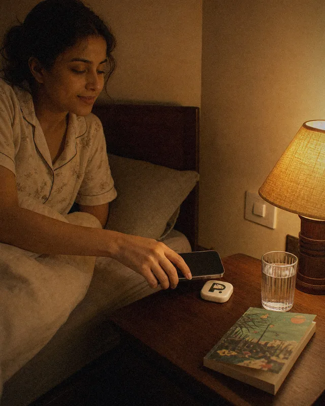 Woman reading in bed by lamp light